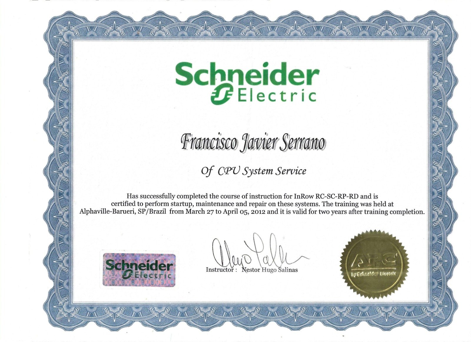 Certificación InRow